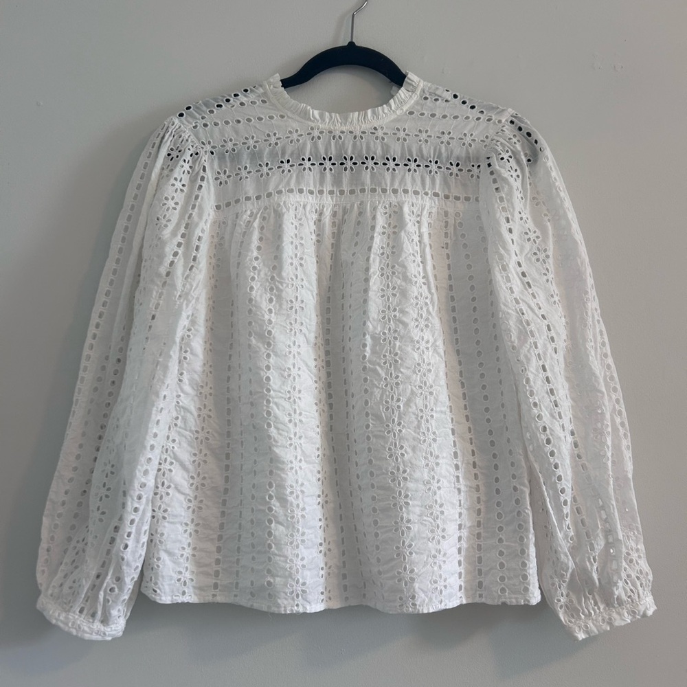 J. Crew White Eyelet Blouse